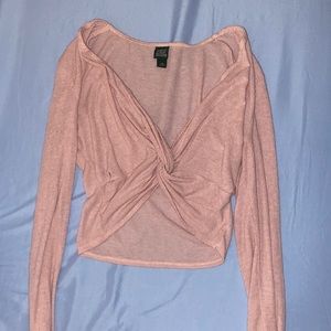 Long sleeve pink crop top